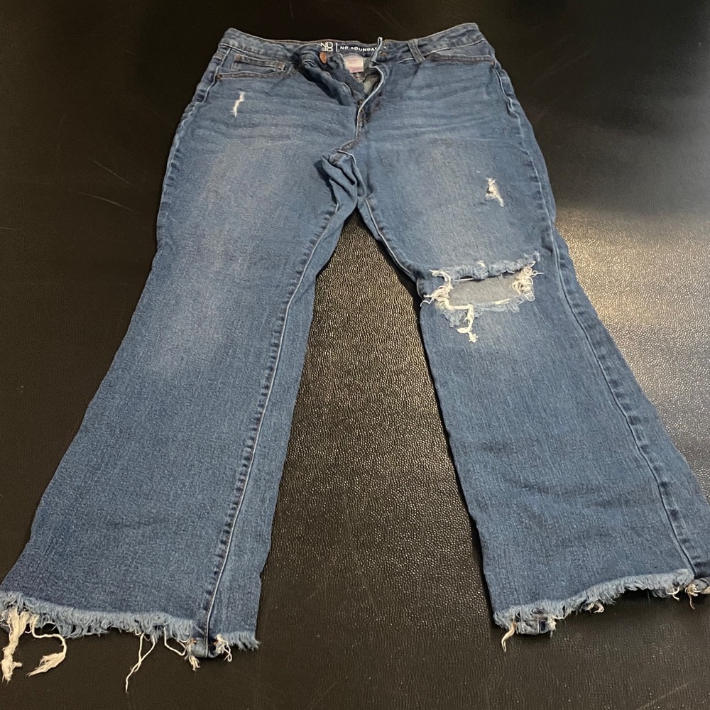 No Boundaries Distressed Flare Jeans in Blue